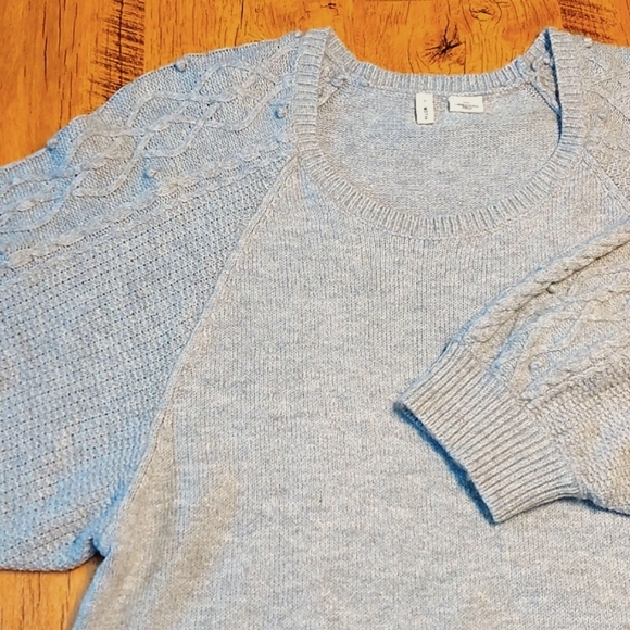 Anthropologie Moth gray batwing pompom stitch sweater, size S - Picture 5 of 8